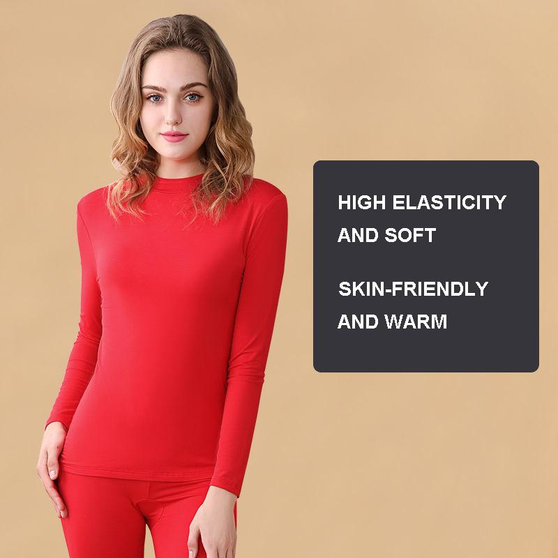 Autumn Clothing Long Trousers Suit Women's Mid-collar Half High-neck Thermal Underwear Thin Section Slimming Line Pants