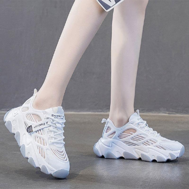 Daddy Shoes Women's Thick Bottom Heightening All-match Breathable White Shoes Summer Thin Casual White Mesh Sneakers