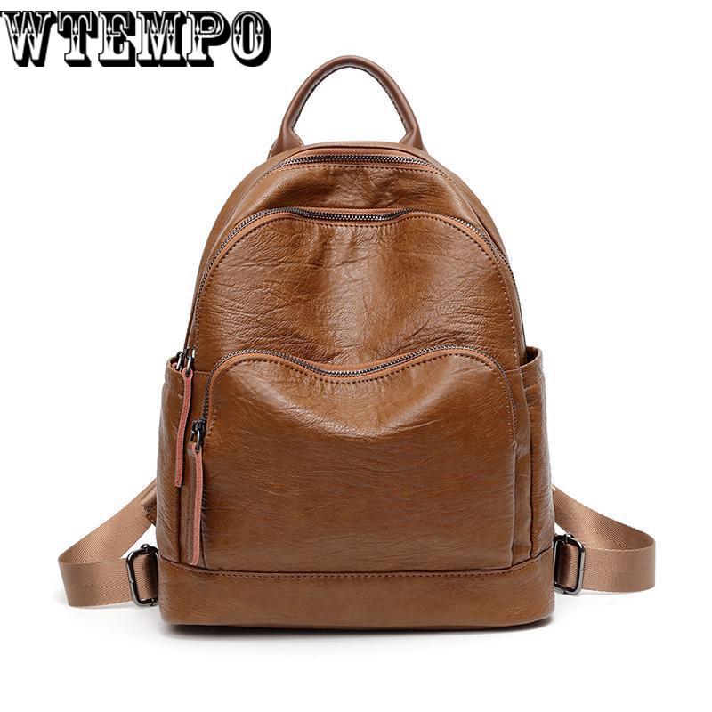 Shoulder Bag Female Leather Solid Color Bag Fashion Casual Travel Backpack Ladies Shoulder Bag