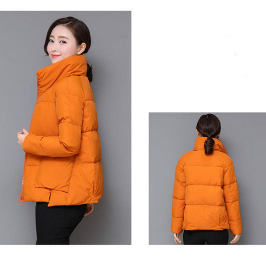 Women's Short Warm Down Jacket Winter Loose Jacket Down Jacket Casual Stand Collar Padded Jacket