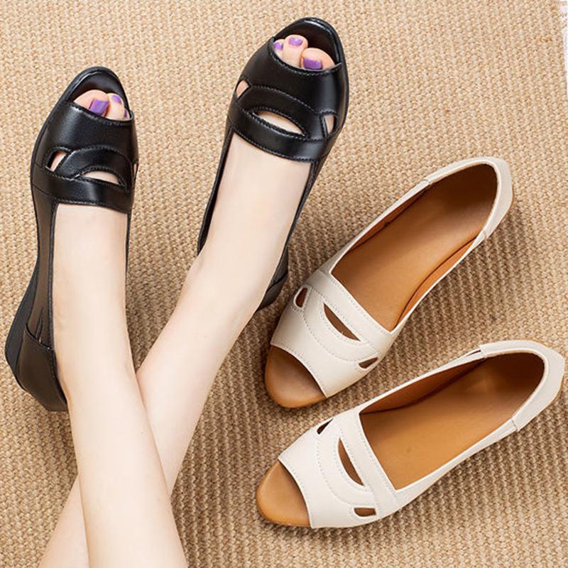 Sandals Female Fish Mouth Shoes Slope Heel Non-slip Comfortable Soft Bottom Female Middle-aged Mother Shoes All-match Trend Women's Shoes