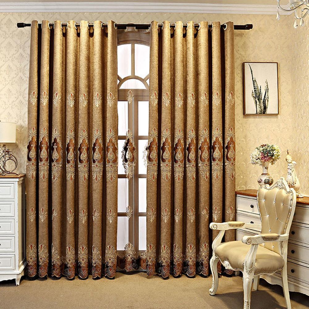 1/2pcs Modern European Style Embroidered Thick Luxury Curtains for Living Room Balcony Bedroom Blackout Curtains