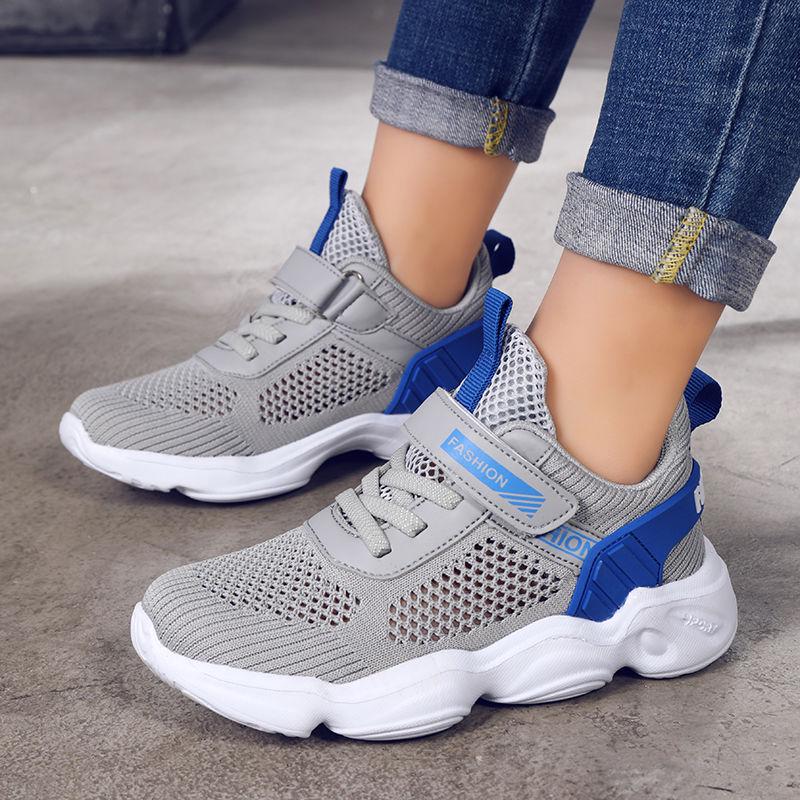 Children Sports Running Shoes CHILDREN'S Big BOY'S SNEAKERS Young STUDENT'S Mesh Fly Woven Breathable Shoes