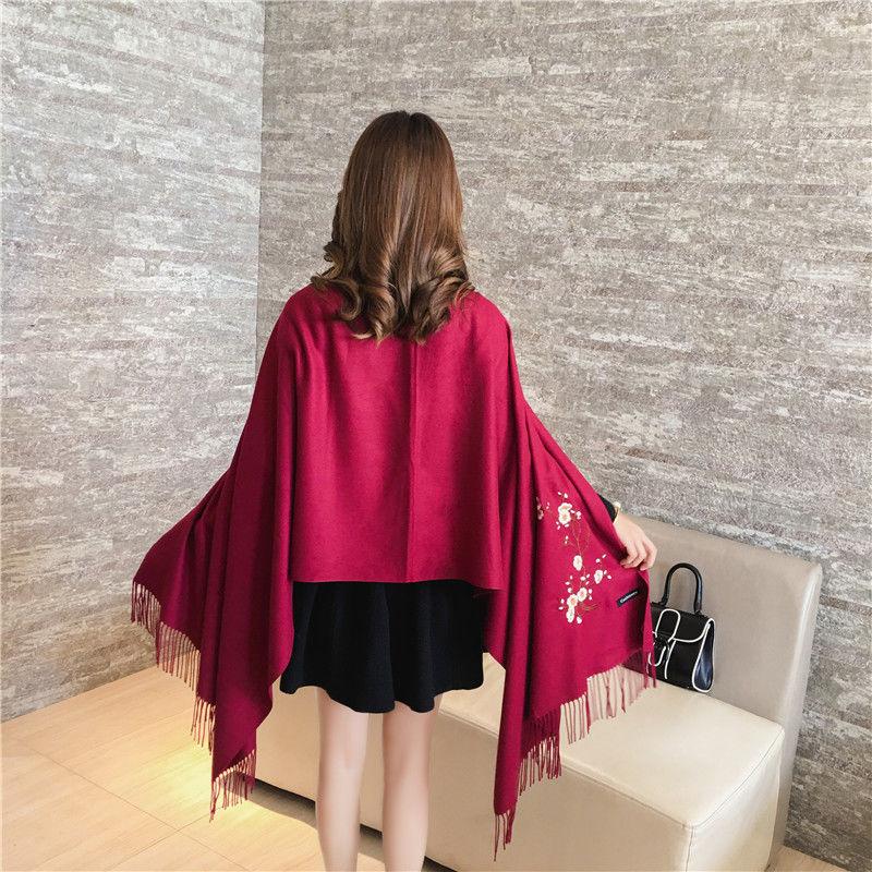 Hand-embroidered Scarf Women Increase All-match Warmth Women's Shawl Women's Outer Scarf Women's Winter Soft Fabric