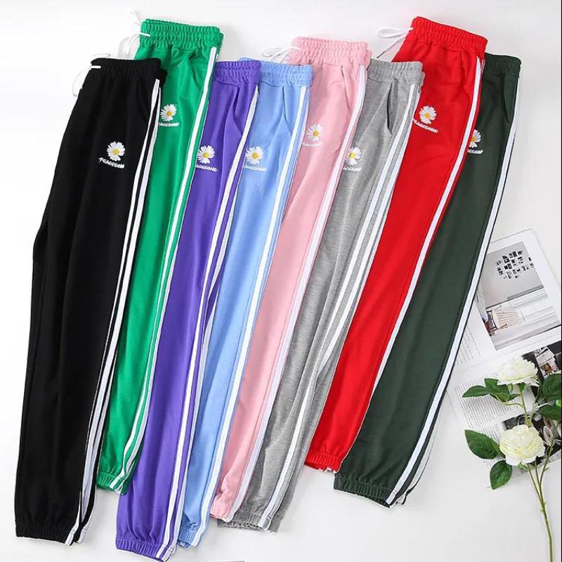 All-match Slim Slimming Simple Sports Pants Female Students Loose Nine-point Daisy Beam Thin Section