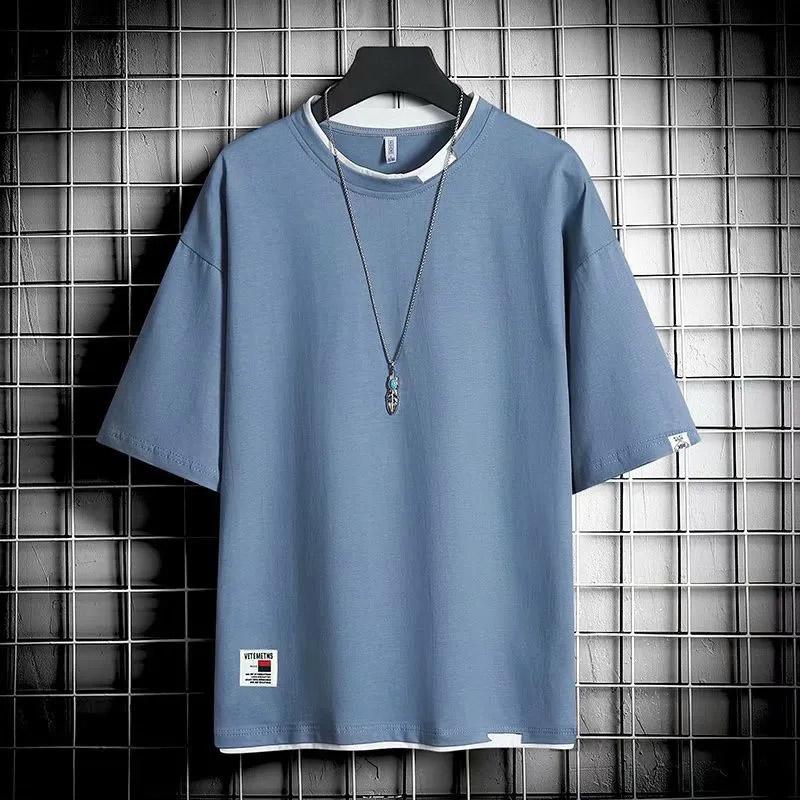 Men's Short-sleeved T-shirt Summer Ice Silk T-shirt Trend Loose Half-sleeved Student Men's Top Clothes Men's Clothing