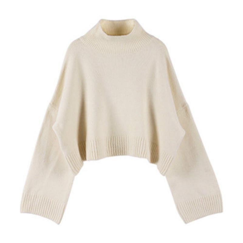 Pofulove Half Turtleneck Sweater Women's Inner Bottoming Shirt Short Thick Loose Lazy Sweater