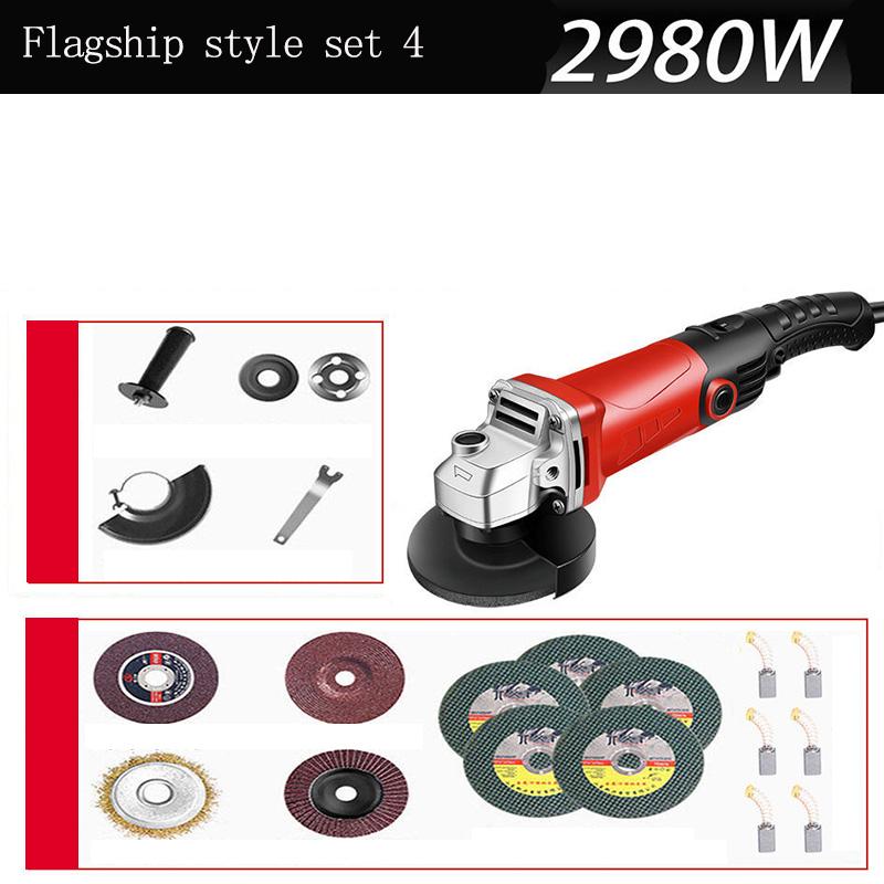 High-power Variable Speed Industrial Electric Angle Grinder Set Multi-function Grinder Cutting Machine Support 100mm Roulette