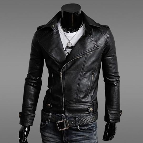 Spring and Autumn Leisure PU Men's Leather Slim Short Section Washed Motorcycle Leather Jacket Youth Thin Jacket