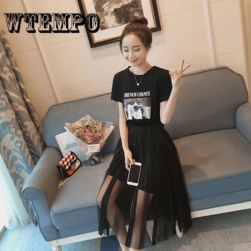 4XL plus size Women Clothes 2019 Letter Print Short Sleeve Cotton T shirt Patchwork Mesh dress