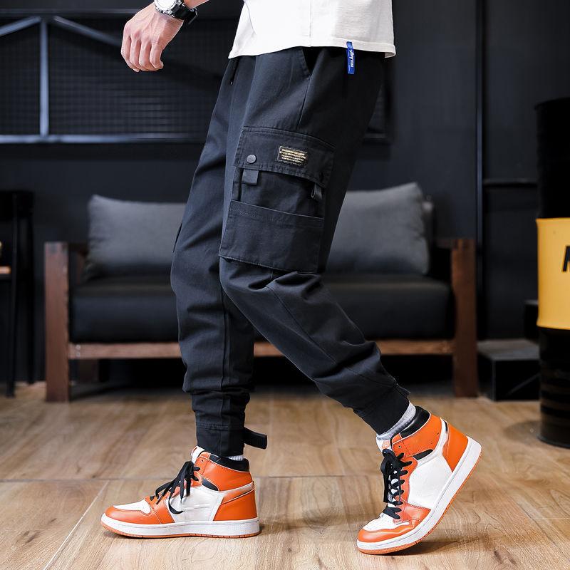 Autumn Overalls Men's Sports Loose Harem Trousers Tie-leg Pants Youth Wear-resistant Casual Pants Plus Size Pants