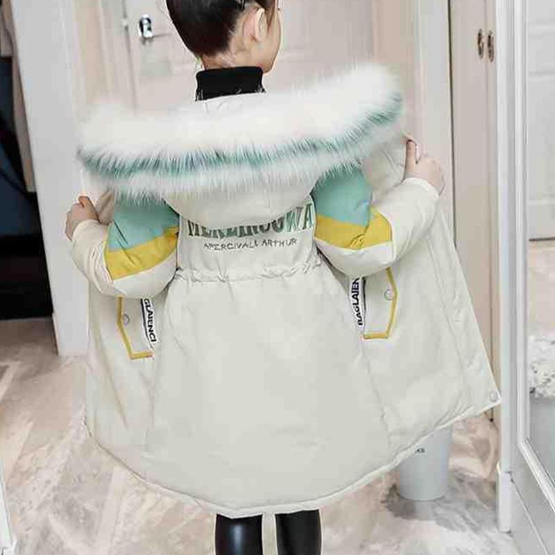 Girls' Cotton-padded Clothes Big Children's Korean Version Thickened Color-blocking Down Jacket Girls' Winter Cotton-padded Jackets