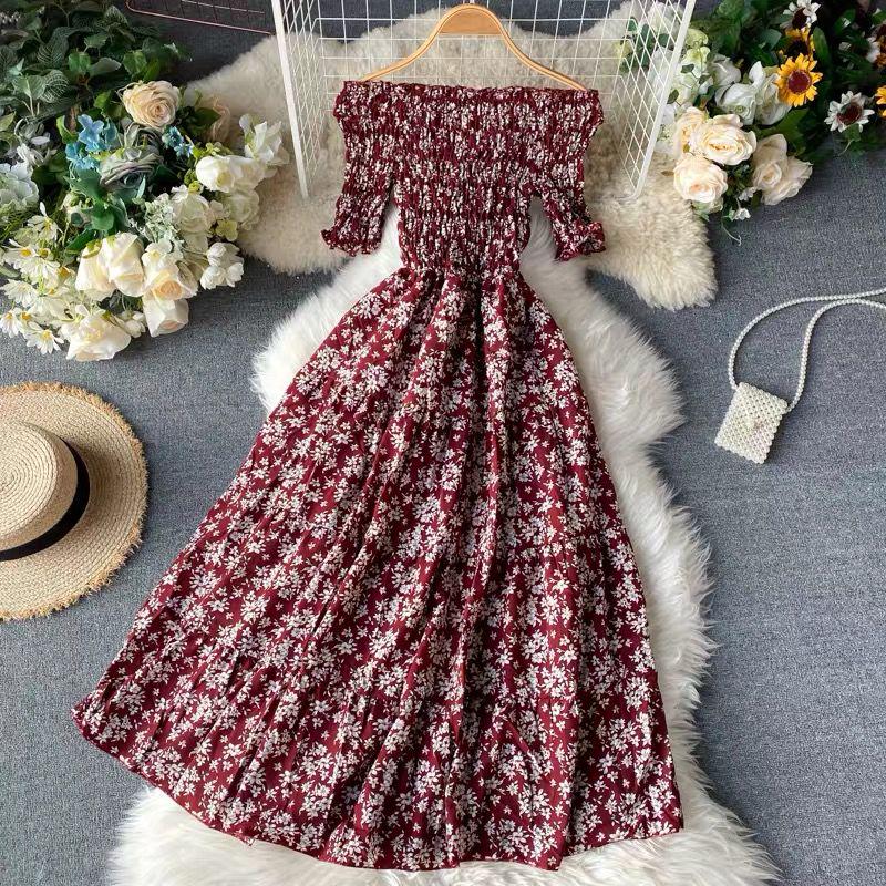 Femme Summer Dress 2020 Strapless Short Sleeve Retro Women Vintage Dresses Rockabilly Party Dress