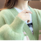 Fall/winter Fashion Top Mid-length Loose Warm Sweater Long Sleeve Knitted Casual Cardigan