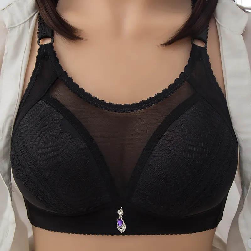 Women's Large Size Thin Section Anti-sagging Breast-proof Full-cup Bra Without Steel Ring Gathering Adjustment Underwear