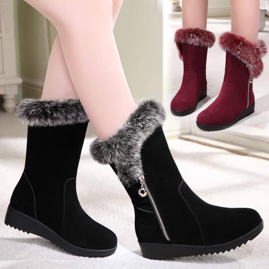 Rabbit Fur Snow Boots 2019 Women's Winter Boots Women's Round Head Thick Warm Cotton Shoes Women