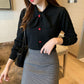 Women's Thick Slim Bottoming Shirt Autumn Winter Was Thin Knitted Bow Elegant Sweater