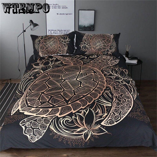 Set of Duvet Cover Gold Silk Embroidery Quilt Bedding Pillows Luxury Home Textile Bedclothes