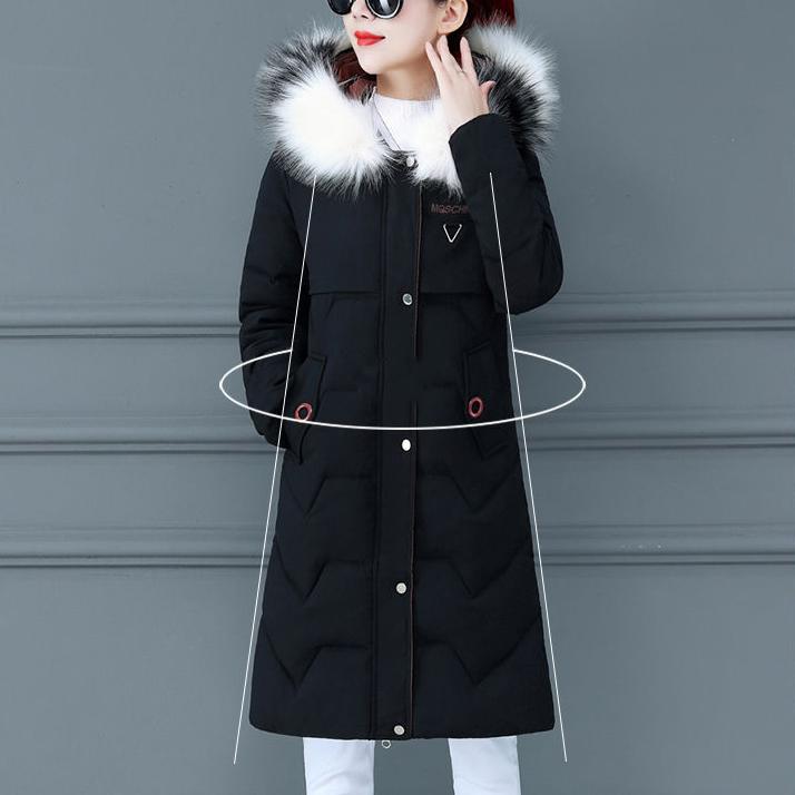 Women's Winter Down Jackets Slim Large Size Thickened Mid-length Cotton Coats Elegant Wool Collar Down Wadded Jacket