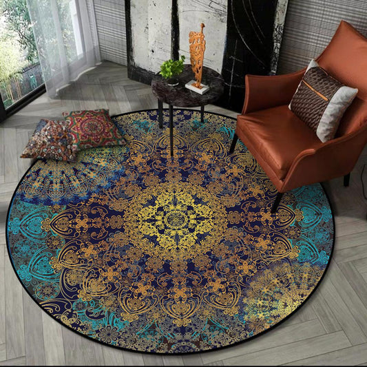 Bohemian Retro Round Carpet Mandala Ethnic Style Living Room Bedroom Hanging Basket Chair Non-slip Round Mat Carpet