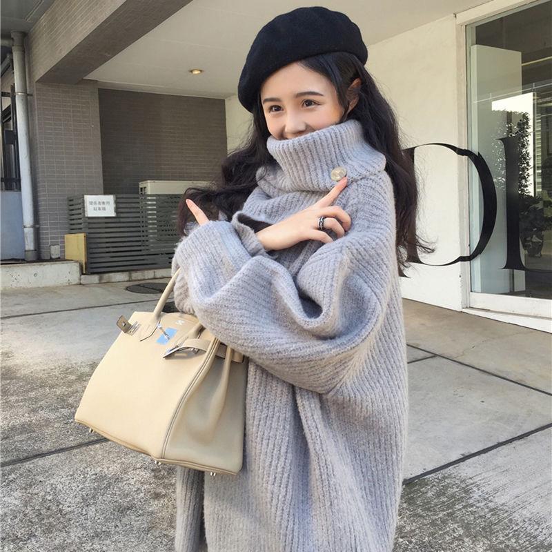 Turtleneck Pullover Sweater Women Autumn and Winter Lazy Style Loose Jacket All-match