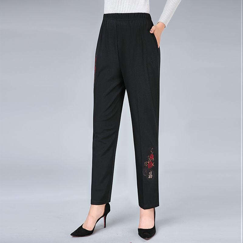 Middle-aged and Elderly Spring and Autumn Women's Pants Grandma High-waist Loose Straight-leg Pants Large Size Pants for The Elderly