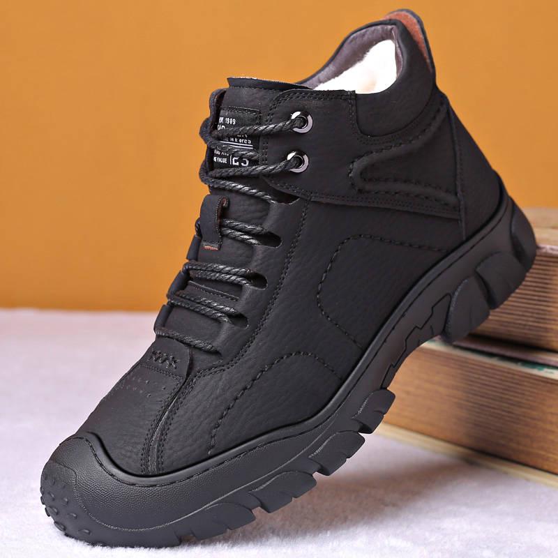 Leather Boots Men Winter Leather Shoes Fashion Men Winter Snow Boots Male Boots Men Sneakers