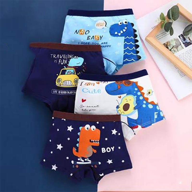 4pcs/Lot Boys Boxer Briefs Kids Cotton Underwear Baby Boy Underpants Teenager Cartoon Print Soft Children Panties 2-14T 2021 New