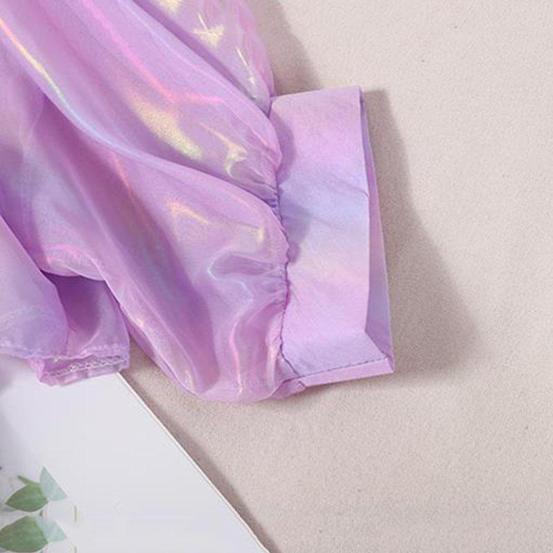 Rainbow Shiny Chiffon Shirt Sun Protection Shirt Loose Long Sleeve Cardigan Women's Thin Coat Casual Top  Women Shirts