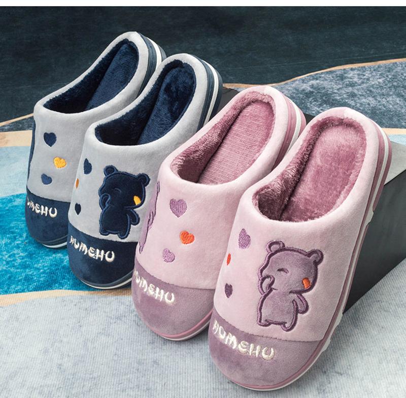 Winter Slippers Cotton Shoes Women Home Thick Fleece Warm Slippers Pink Blue Mens Plus Size Winter Slippers