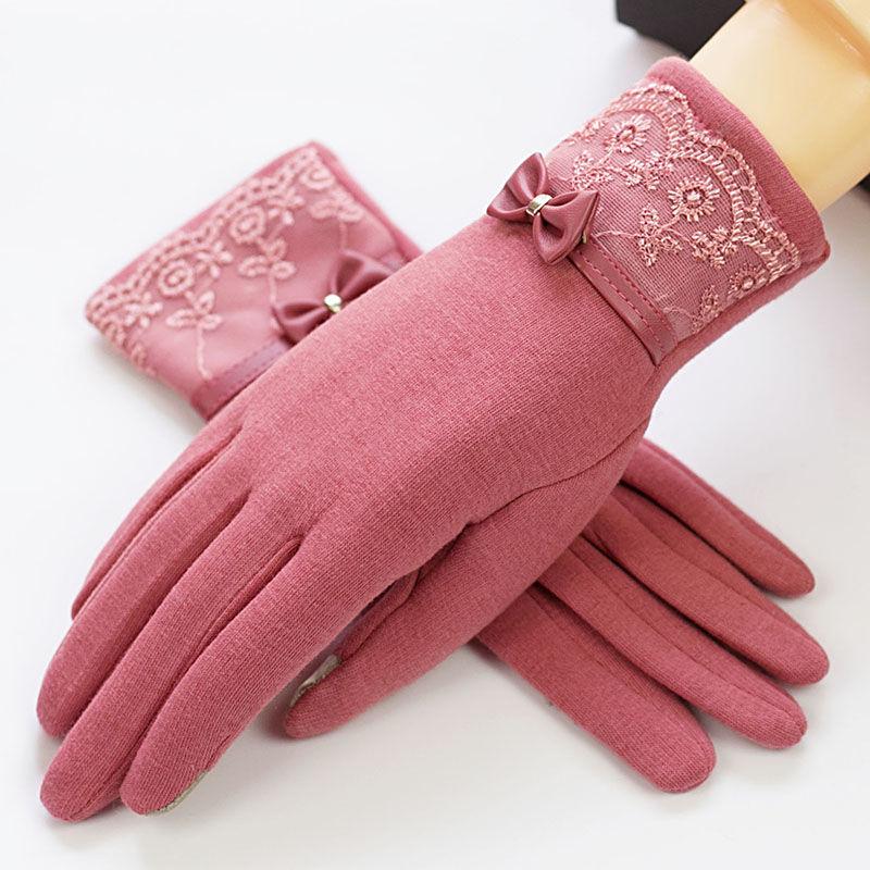 Winter Women's Warm Gloves Cute Student Cotton Plus Velvet Padded Cycling Cold-proof Touch Screen Gloves