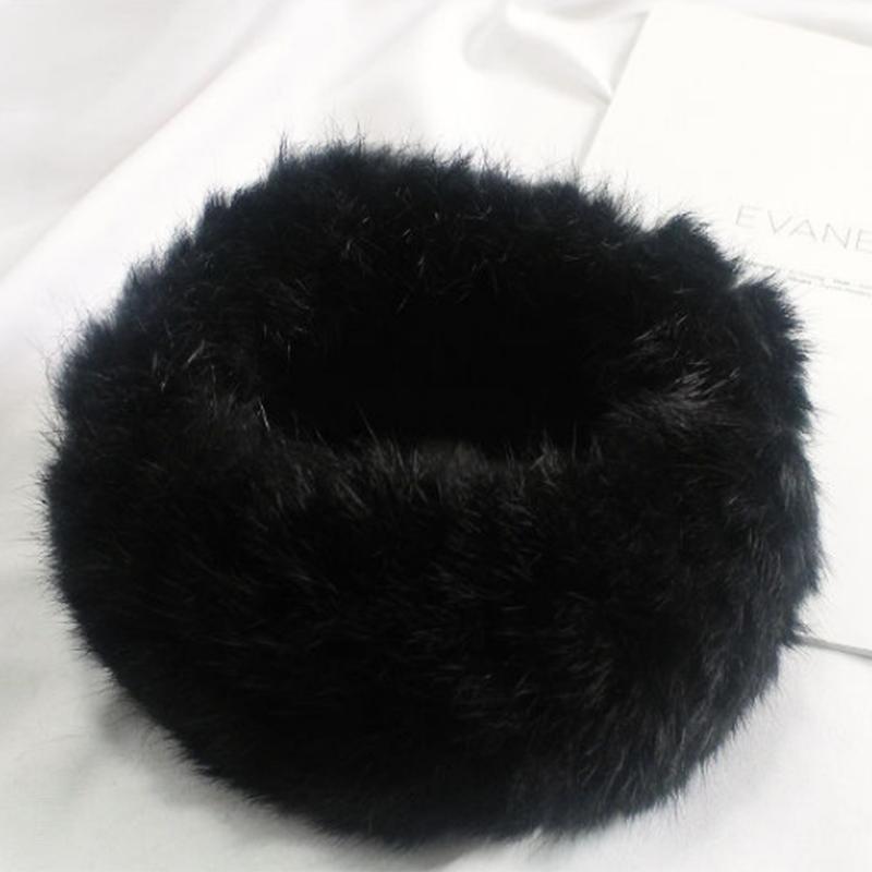 Women's Rabbit Fur Hat Autumn and Winter Korean Version Warmth Wide Side Cold-proof Thickened Headband Cap Fluffy Rabbit Fur Hat Warm Padded Top Cap