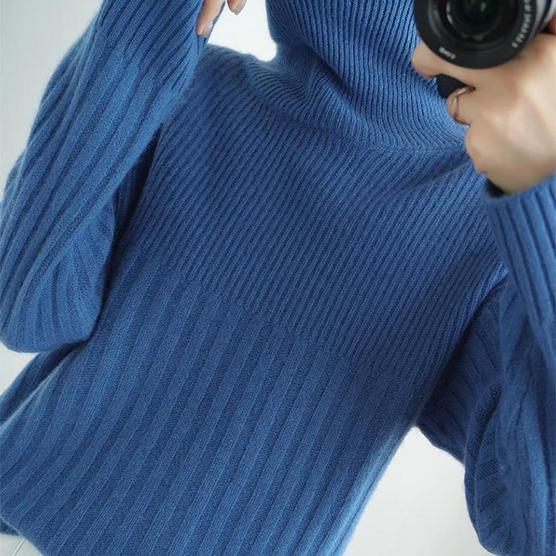 Autumn Winter Turtleneck Sweaters Thick Pullover Sweater Women's Solid All-match Fashion Knitted Bottoming Tops