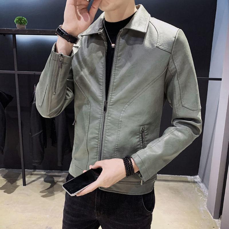 Leather Men's Jacket Korean Men's Autumn and Winter Jacket Slim Trend Leather Jacket Youth Jacket