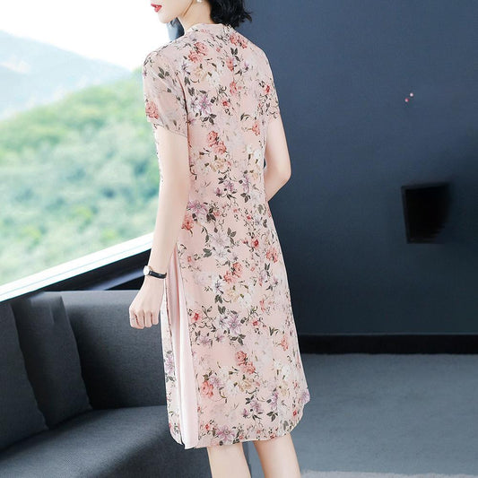 Chiffon Dress Women's Spring and Summer Retro Improved Young Style Cheongsam Chinese Style Skirt