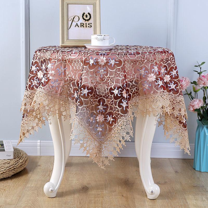 European Table Cloth Fabric Lace Table Cloth Table Cloth Tea Table Cloth Gauze Embroidered Rectangular Cover Cloth Hollow Glass Gauze