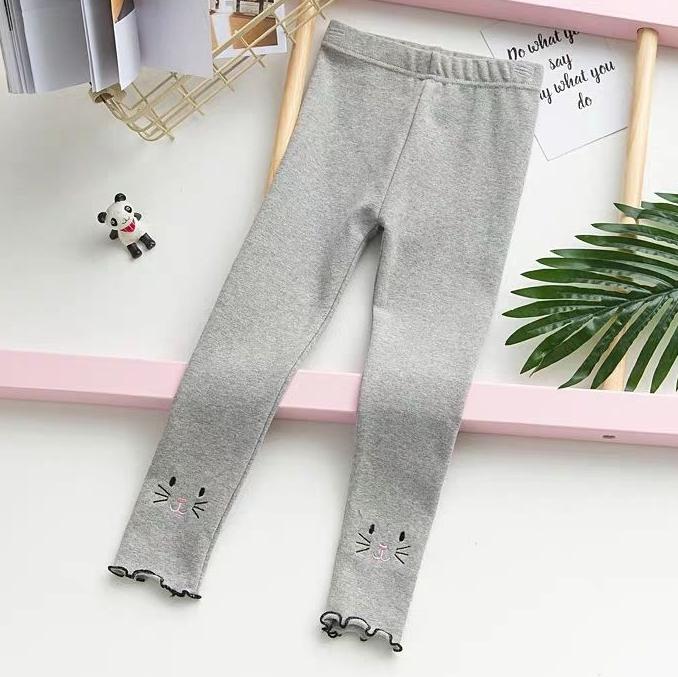 Girls' Leggings Children's Spring and Autumn Thin Kitten Korean Cropped Trousers Stretch Pants Baby Outer Wear and Inner Wear