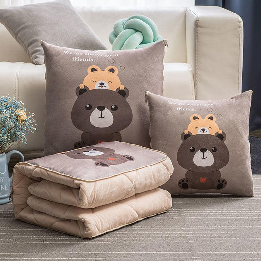 Cartoon Pillow Quilt Dual-use Car Coral Velvet Office Dual-use Cushion Waist Pillow Nap Pillow Quilt Cushion