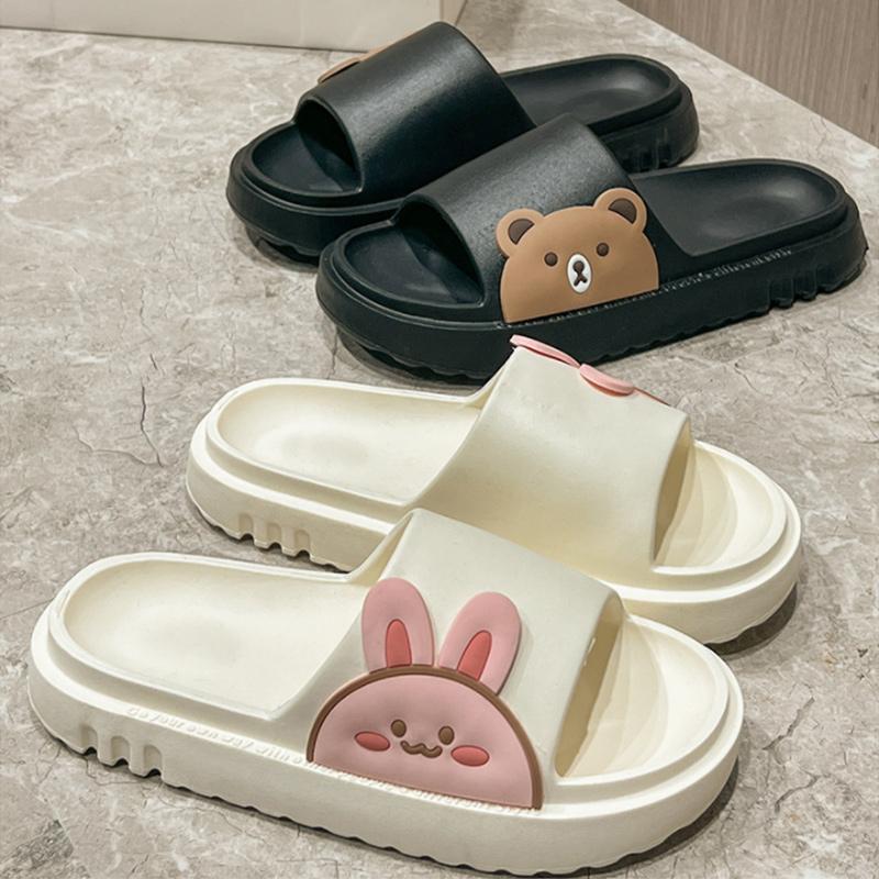 Ladies Bathroom Home Couple Sandals and Slippers Cute Cartoon Non-slip Go Out Men's Beach Slippers