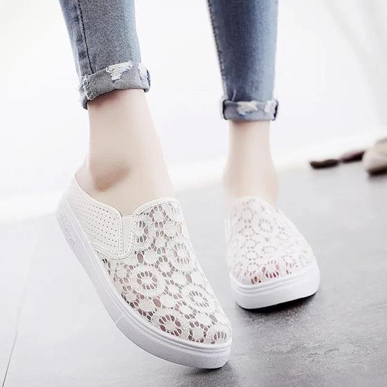 Women Summer Baotou Shoes Antiskid Soft Bottom Solid Color Shoes Outdoor Casual Mesh Patchwork Low Top Shoes