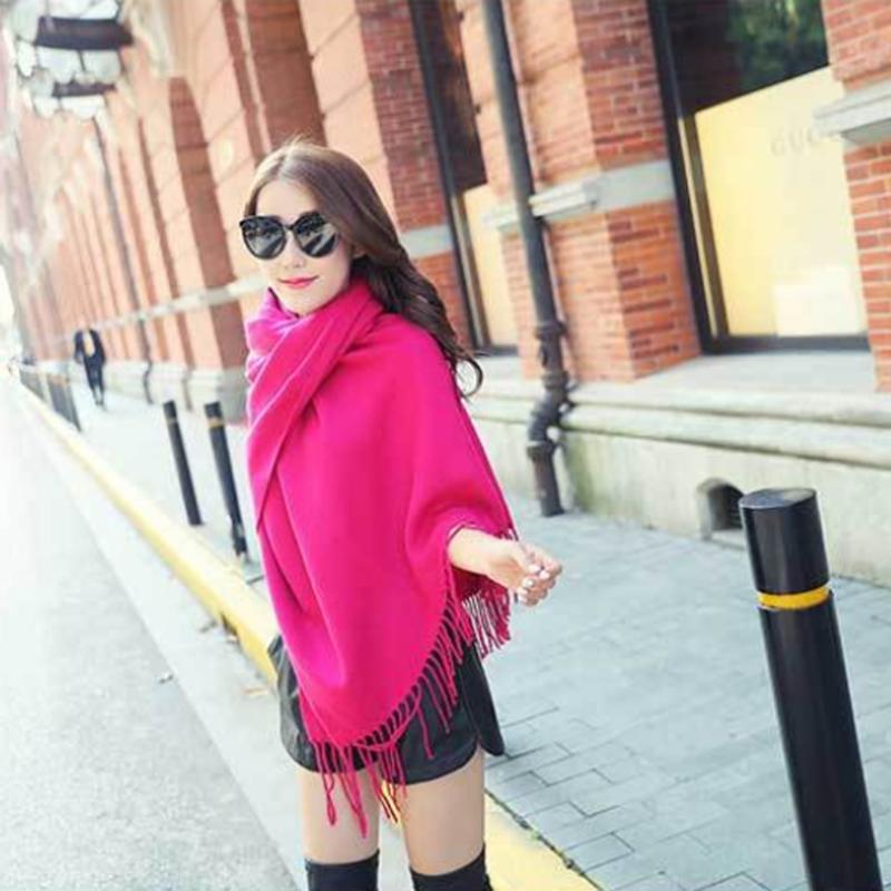 Women's Autumn Winter Multifunctional Shawl Scarf with Buckle Korean Style Warm Imitation Cashmere Scarf Air Conditioning Shawl Padded Cloak Jacket