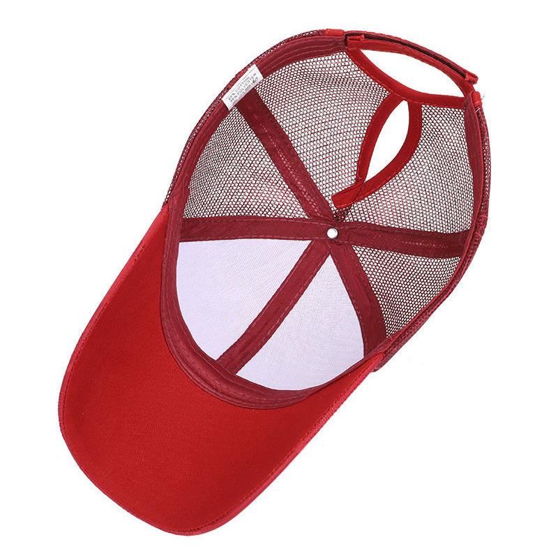 Women's Spring Summer Cotton Hats Outdoor Running Fitness Hat High Ponytail Baseball Cap Shade Breathable Ponytail Hat Adjustable Empty Top Cap