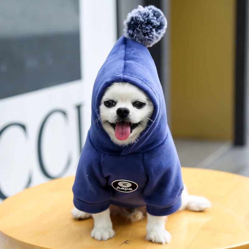 Dog's Warm Jackets Coats Hooded Winter Clothing Cat Hoodies Rompers Two-legged Clothes for Puppy Cats Soft Cotton Jumpsuits with Cap