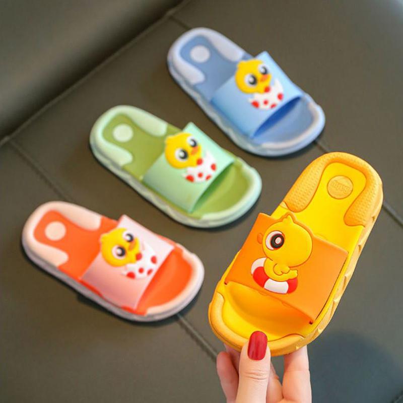 Children's Sandals Slippers Summer Boys  Girls Non-slip Soft Bottom Kids Bathroom Bath Slippers Cartoon Household Duckling Children Baby Slippers