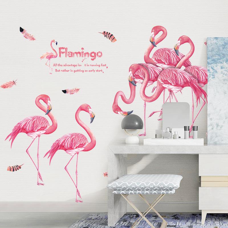 Flamingo bedroom study living room wall porch corridor decoration removable wall stickers