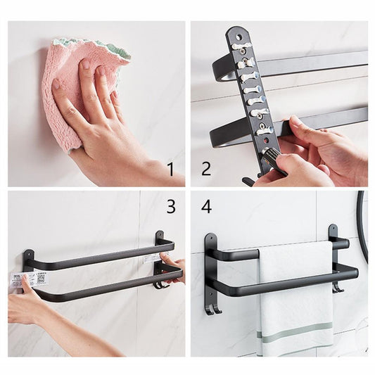 Bathroom Towel Rack 3 Layers Punch-Free Towel Holder Shower Rack Bathroom Storage Shelf Home Organizer Accessories