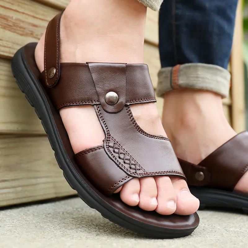 Summer Clearance Men's Sandals Men's Breathable Non-slip Beach Shoes Wear-resistant Soft Bottom Dual-purpose Sandals and Slippers