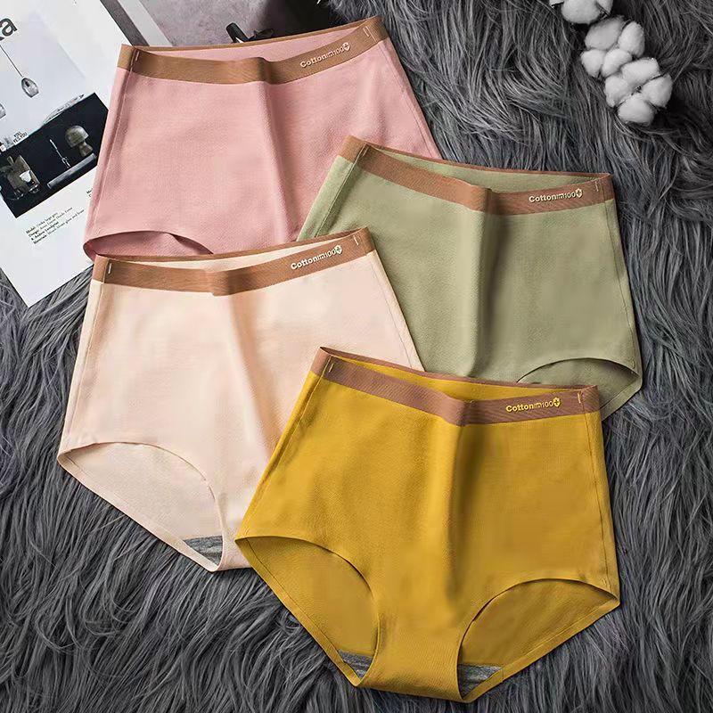 3PCS High Waist Underwear Women's Cotton Antibacterial Seamless Belly Tightening Plus Size Breathable Briefs