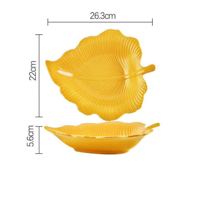 Nordic Creative Leaf-shaped Tableware Household Ceramic Breakfast Plate Fruit Salad Plate Soup Plate Deep Plate