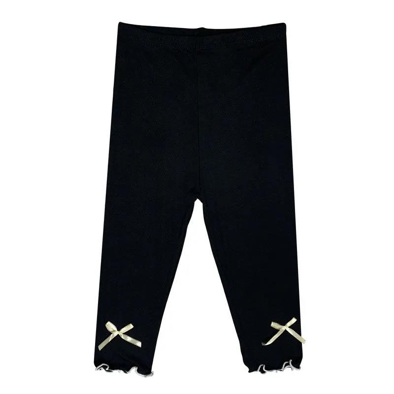 Girls' Leggings Children's Spring and Autumn Thin Bow Korean Cropped Trousers Baby Outer Wear and Inner Wear Stretch Pants